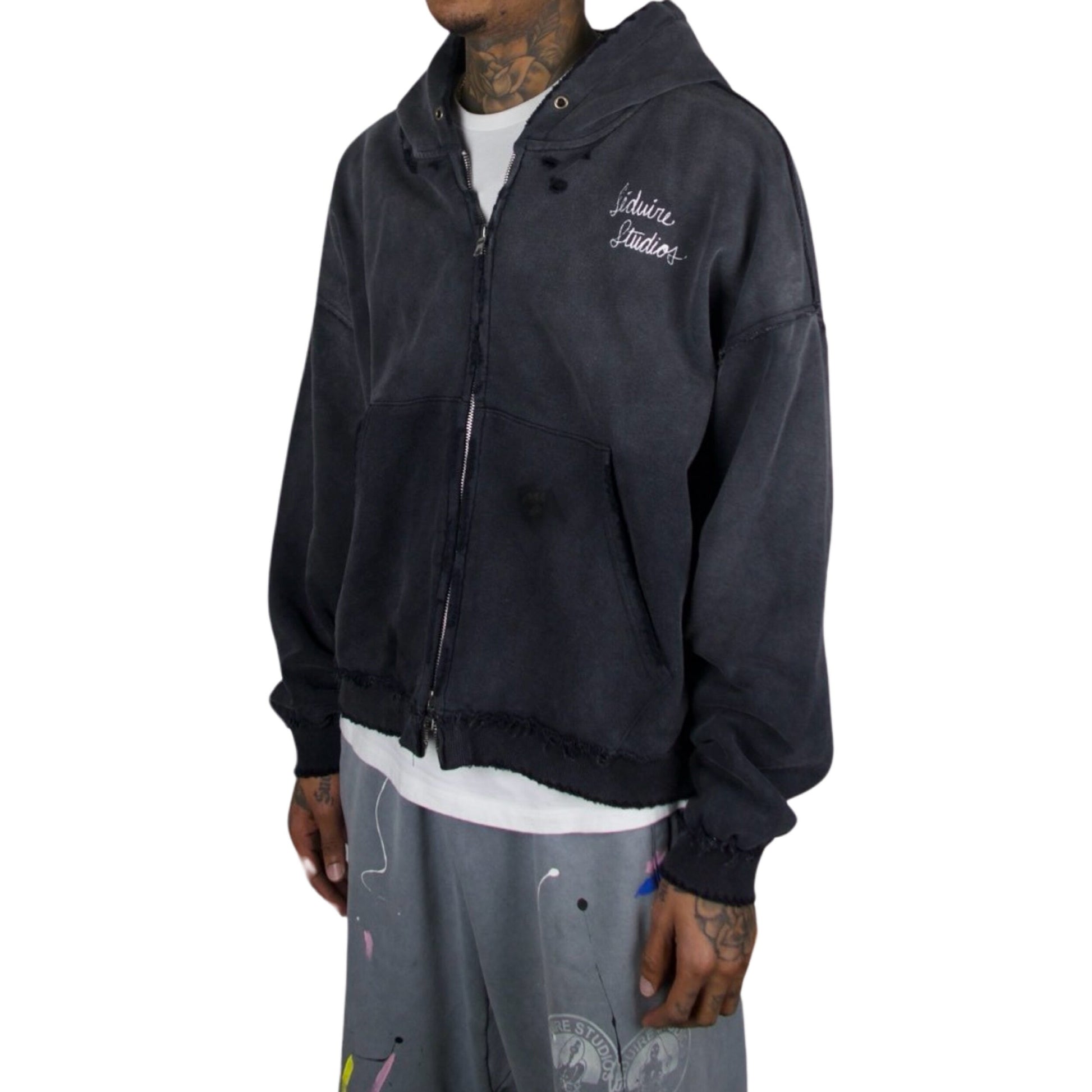 Thrashed Zip-Up Hoodie-SQ6948140